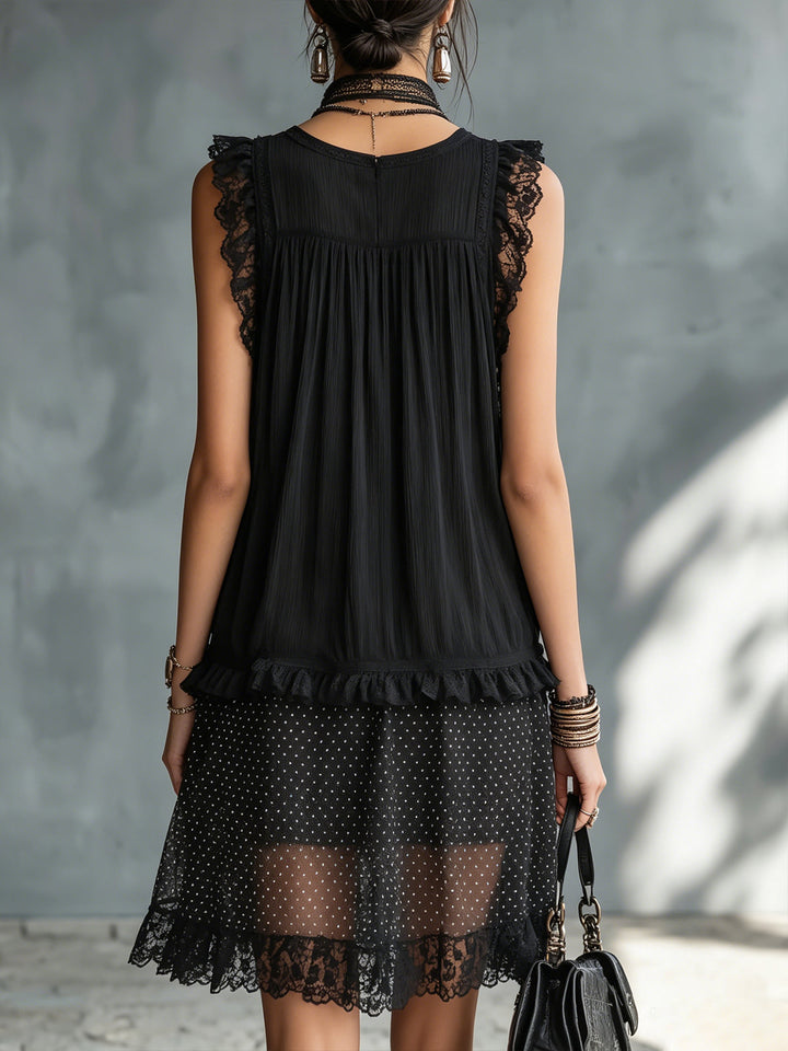 Lucinda | Ruffled Lace-Trim Mini Dress