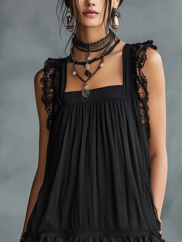 Lucinda | Ruffled Lace-Trim Mini Dress