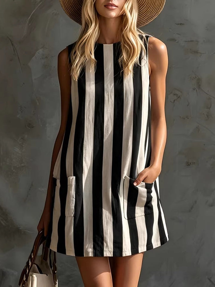 Junia | Sleeveless Striped Mini Dress