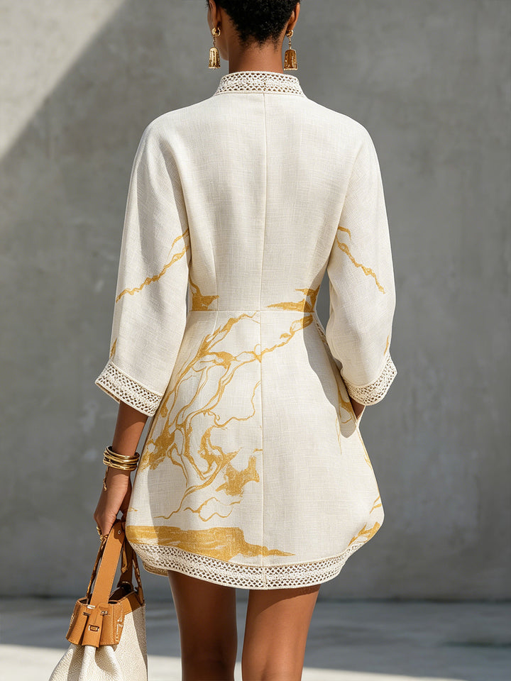 Pearl | Artful V-Neck Mini Dress
