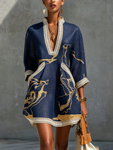 Ines | Ornate V-Neck Mini Dress