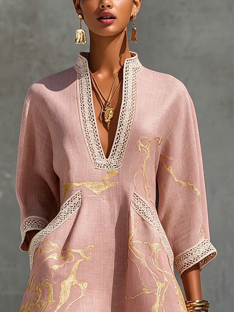 Amabel | V-Neck Marbled Mini Dress