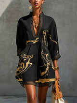 Seraphine | Marble-Print V-Neck Mini Dress