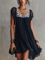 Mabel | Embroidered Pleated Mini Dress