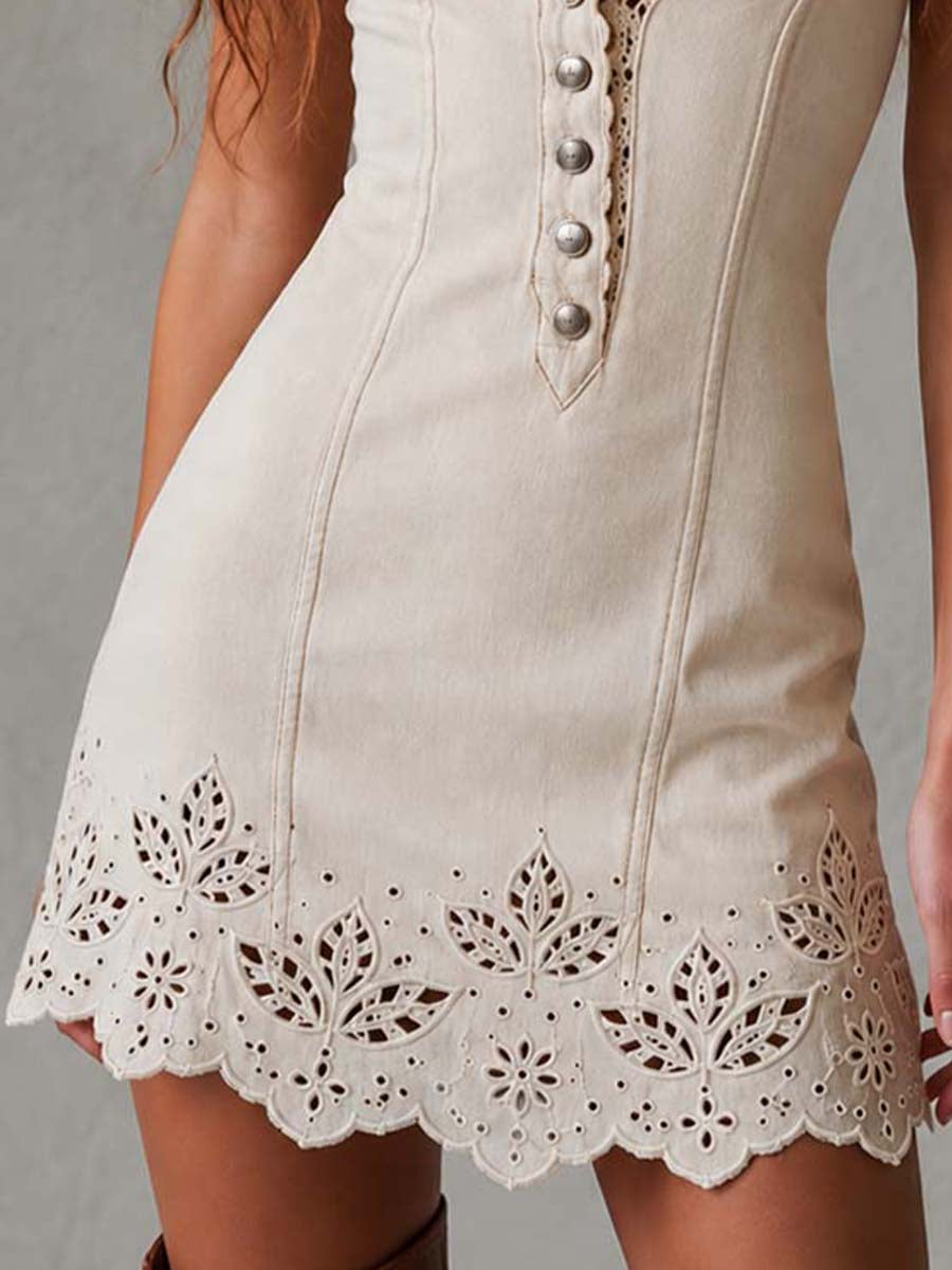 Sabina | Scalloped Eyelet Mini Dress