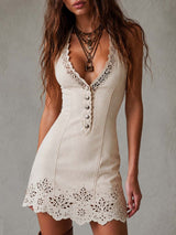 Sabina | Scalloped Eyelet Mini Dress
