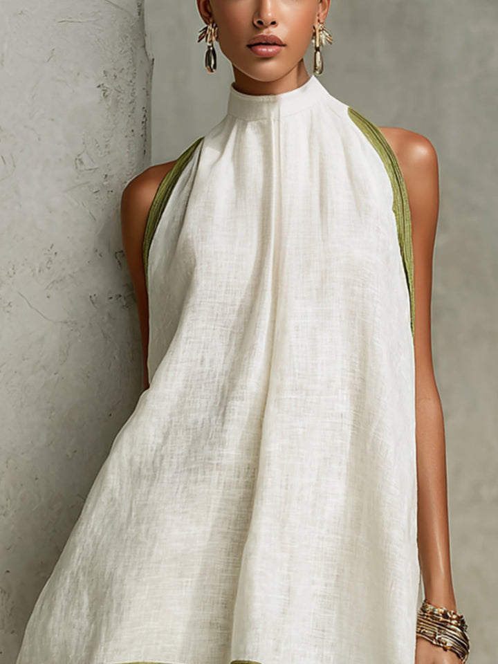 Anaïs | Sleeveless Floral-Trim A-Line Dress