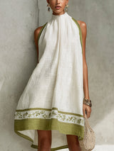 Anaïs | Sleeveless Floral-Trim A-Line Dress