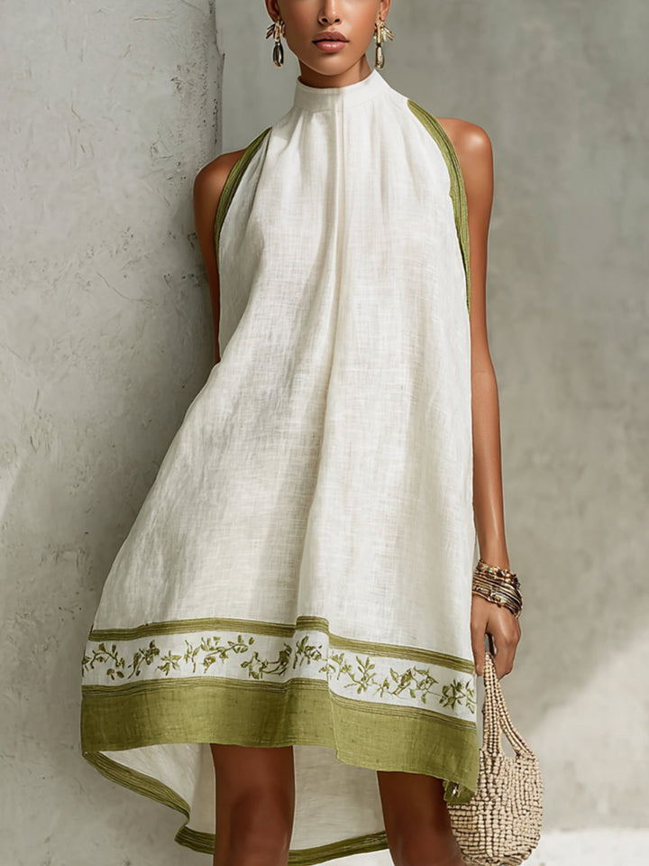 Anaïs | Sleeveless Floral-Trim A-Line Dress