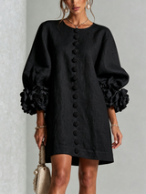 Eugenie | Floral-Cuff Button Mini Dress