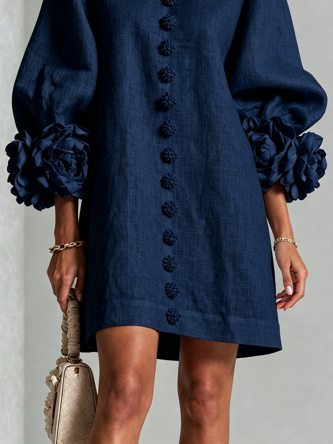 Petra | Floral-Detail Button Mini Dress