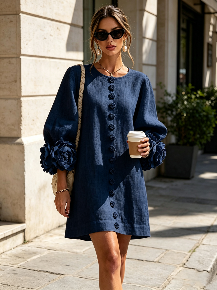 Amelia | Rosette-Cuff Mini Dress