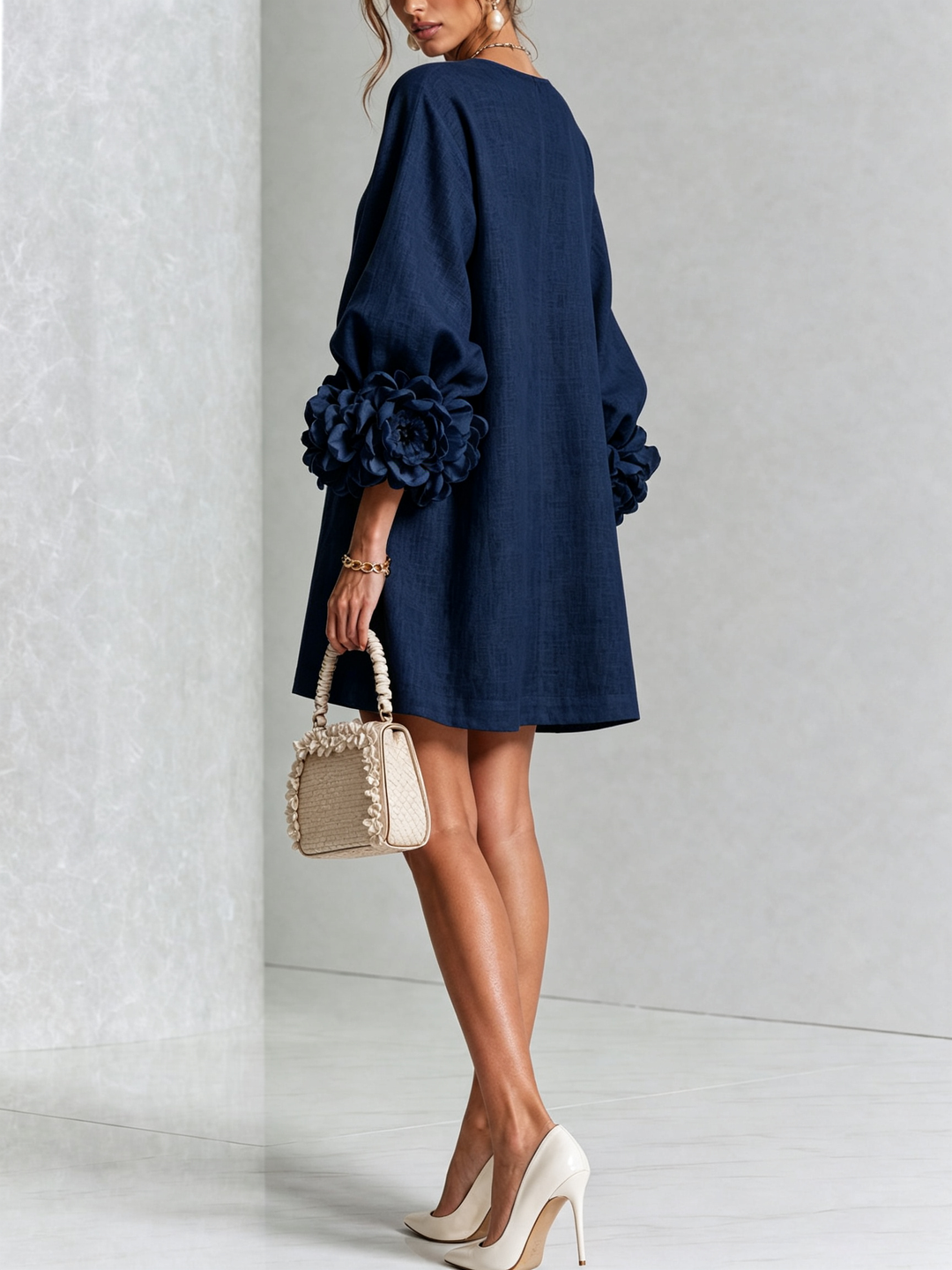 Petra | Floral-Detail Button Mini Dress