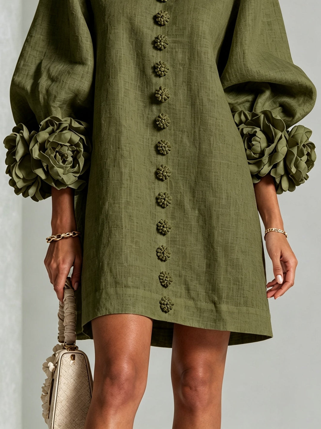 Bettina | Blossom-Cuff Button Mini Dress