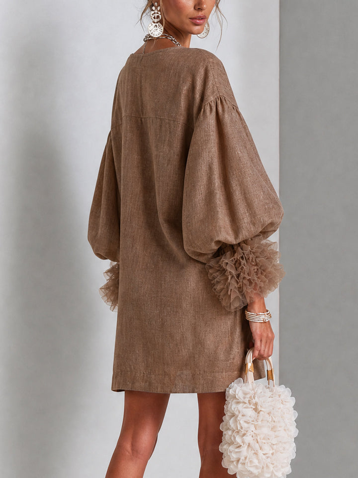 Brielle | Zip-Front Balloon Sleeve Mini Dress