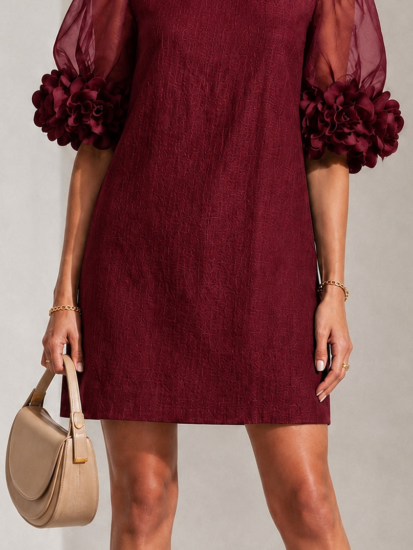 Adaline | Floral-Cuff Puff-Sleeve Mini Dress