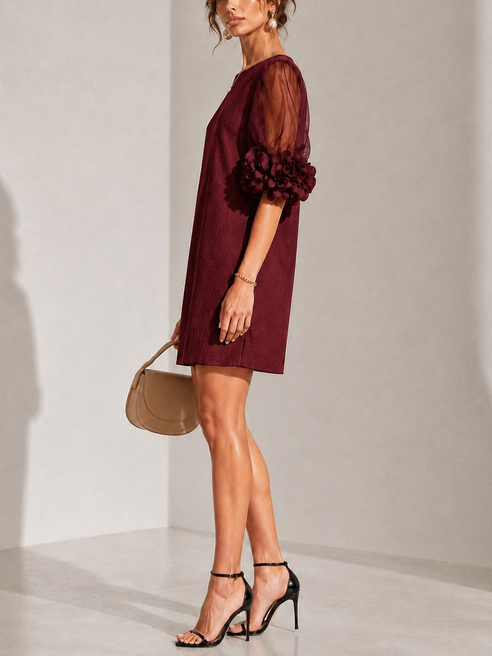 Adaline | Floral-Cuff Puff-Sleeve Mini Dress