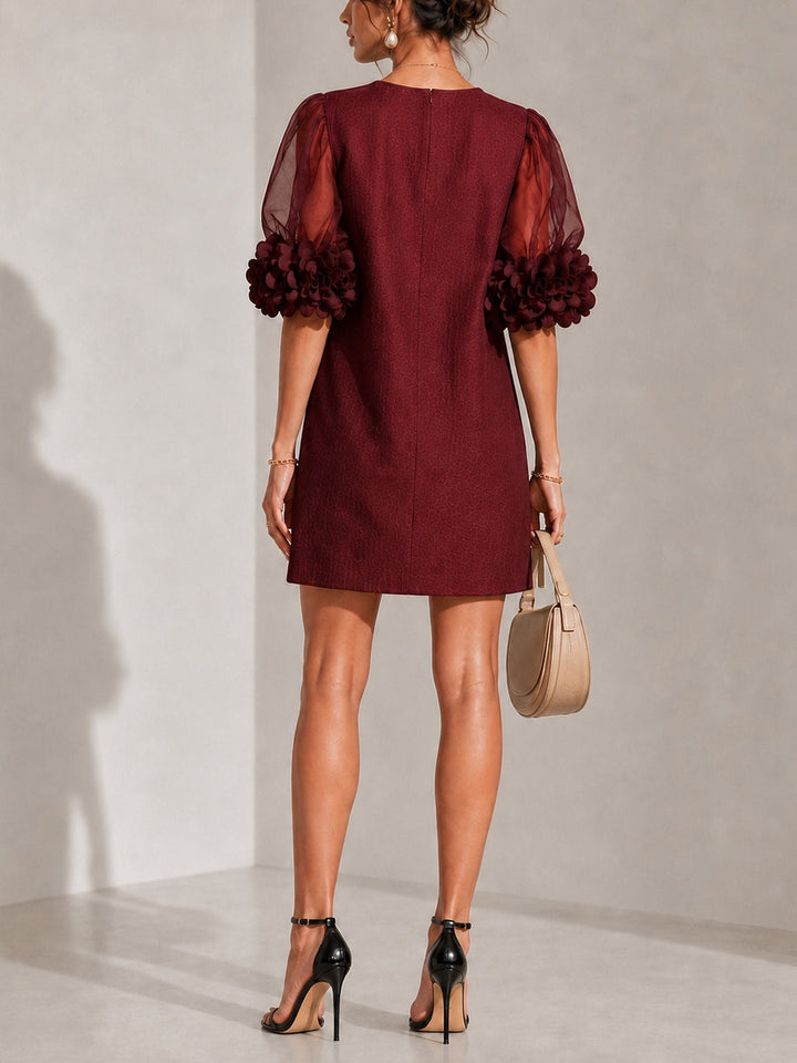 Adaline | Floral-Cuff Puff-Sleeve Mini Dress