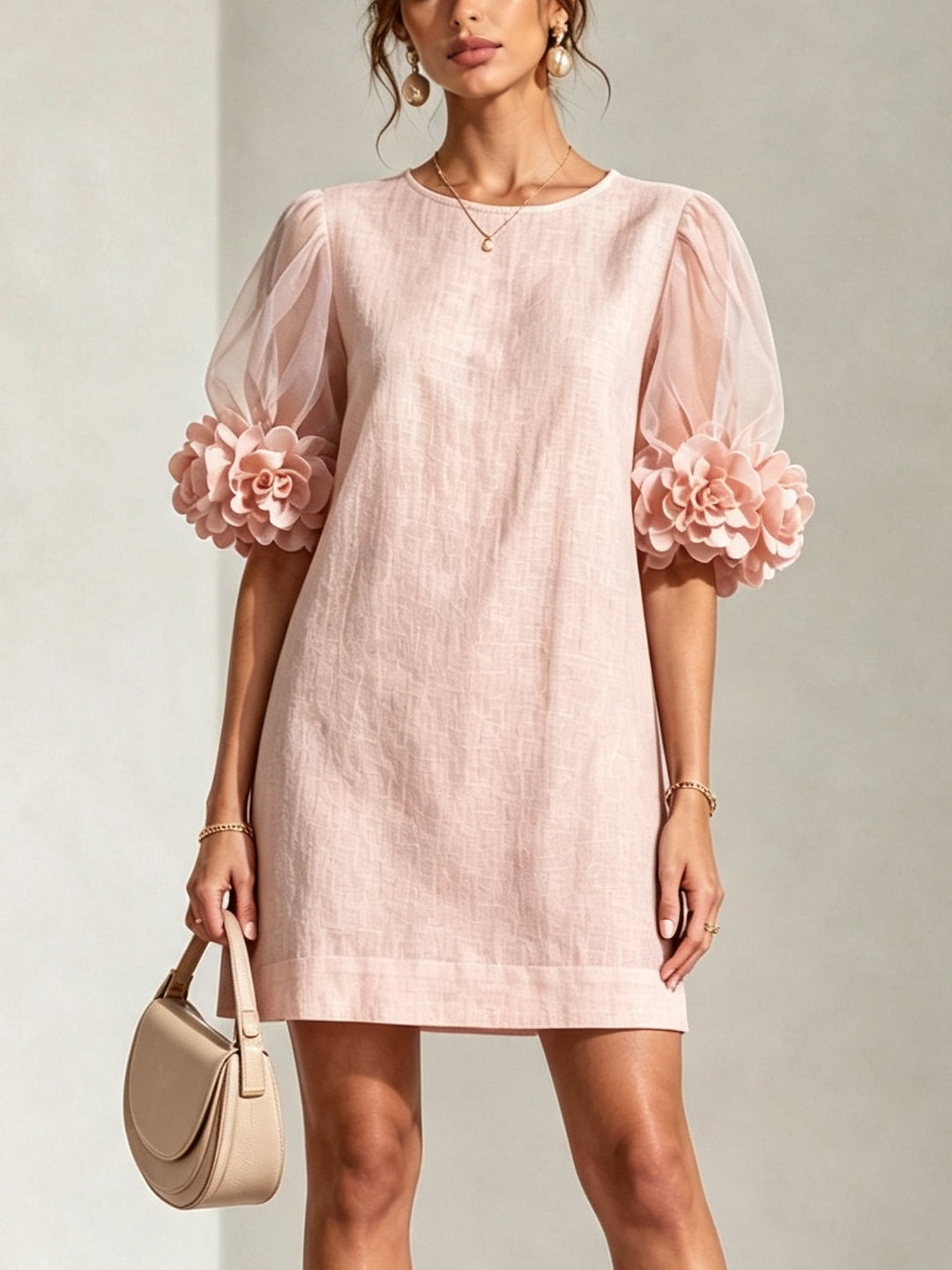 Paige | Floral-Cuff Puff-Sleeve Mini Dress
