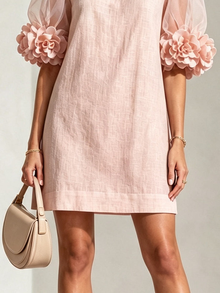 Paige | Floral-Cuff Puff-Sleeve Mini Dress