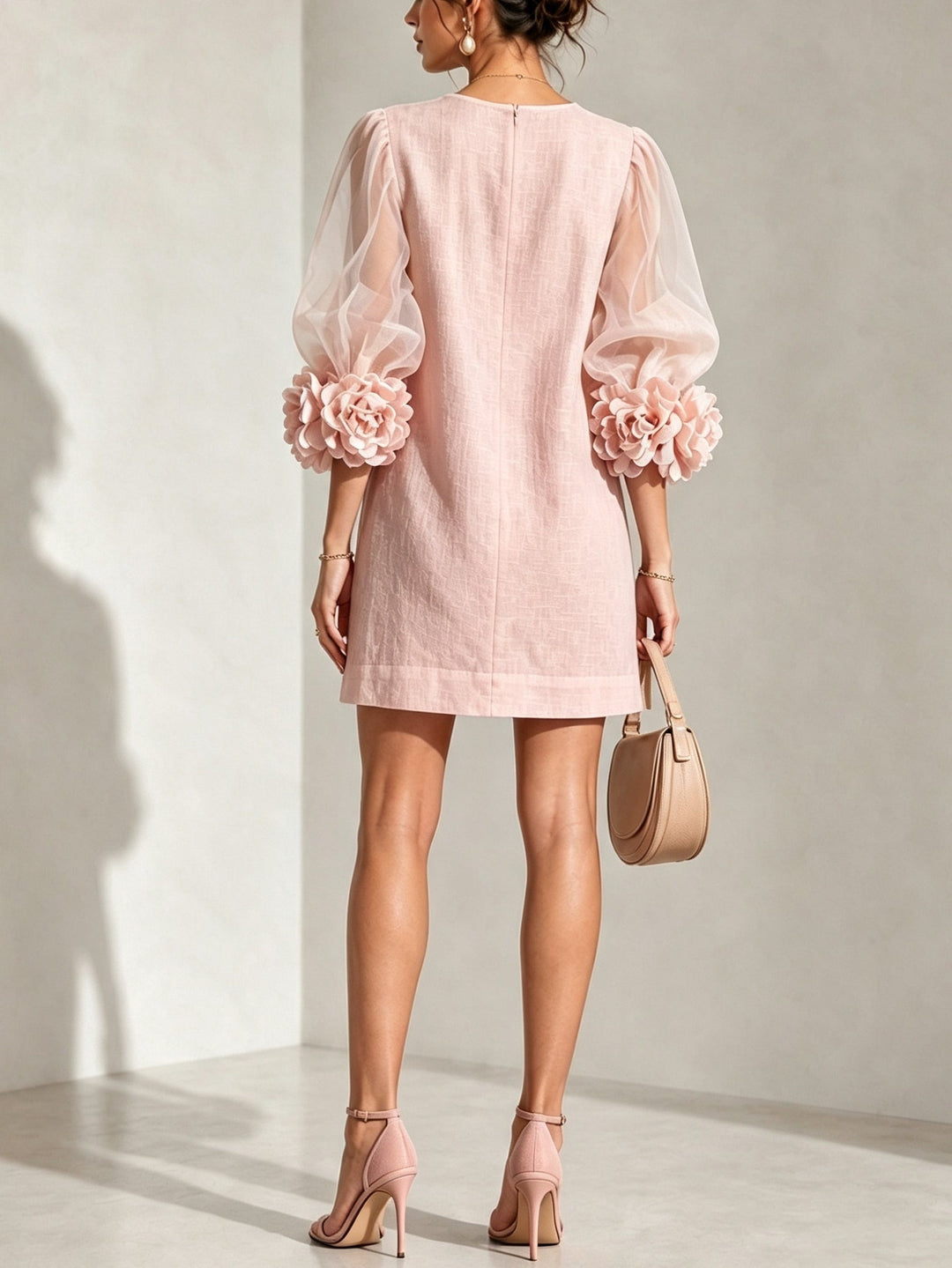 Penelope | Floral-Cuff Puff-Sleeve Mini Dress