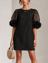 Persephone | Floral-Cuff Puff-Sleeve Mini Dress