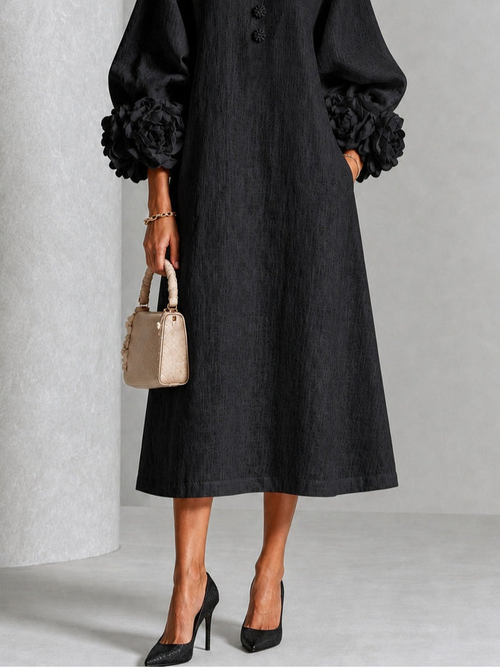 Rosabel | Floral-Cuff Midi Dress