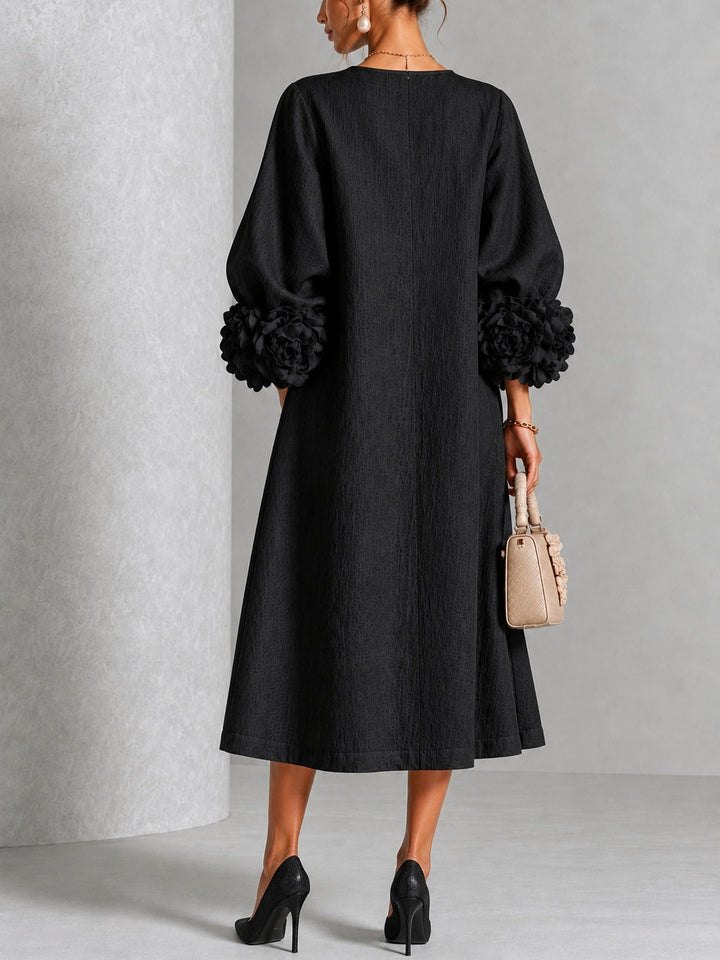Rosabel | Floral-Cuff Midi Dress