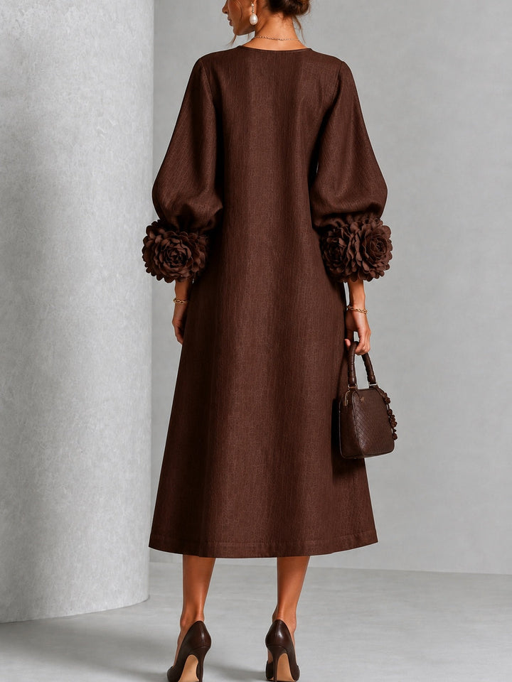 Marlena | Floral-Cuff Midi Dress