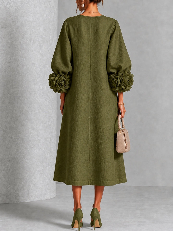 Roslyn | Floral-Cuff Midi Dress