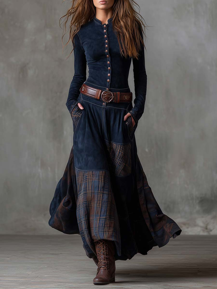 Ingrid | Belted Buttoned Maxi Dress