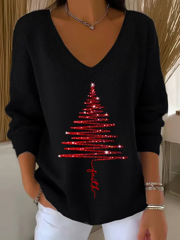 Saskia | Festive V-Neck Sweater