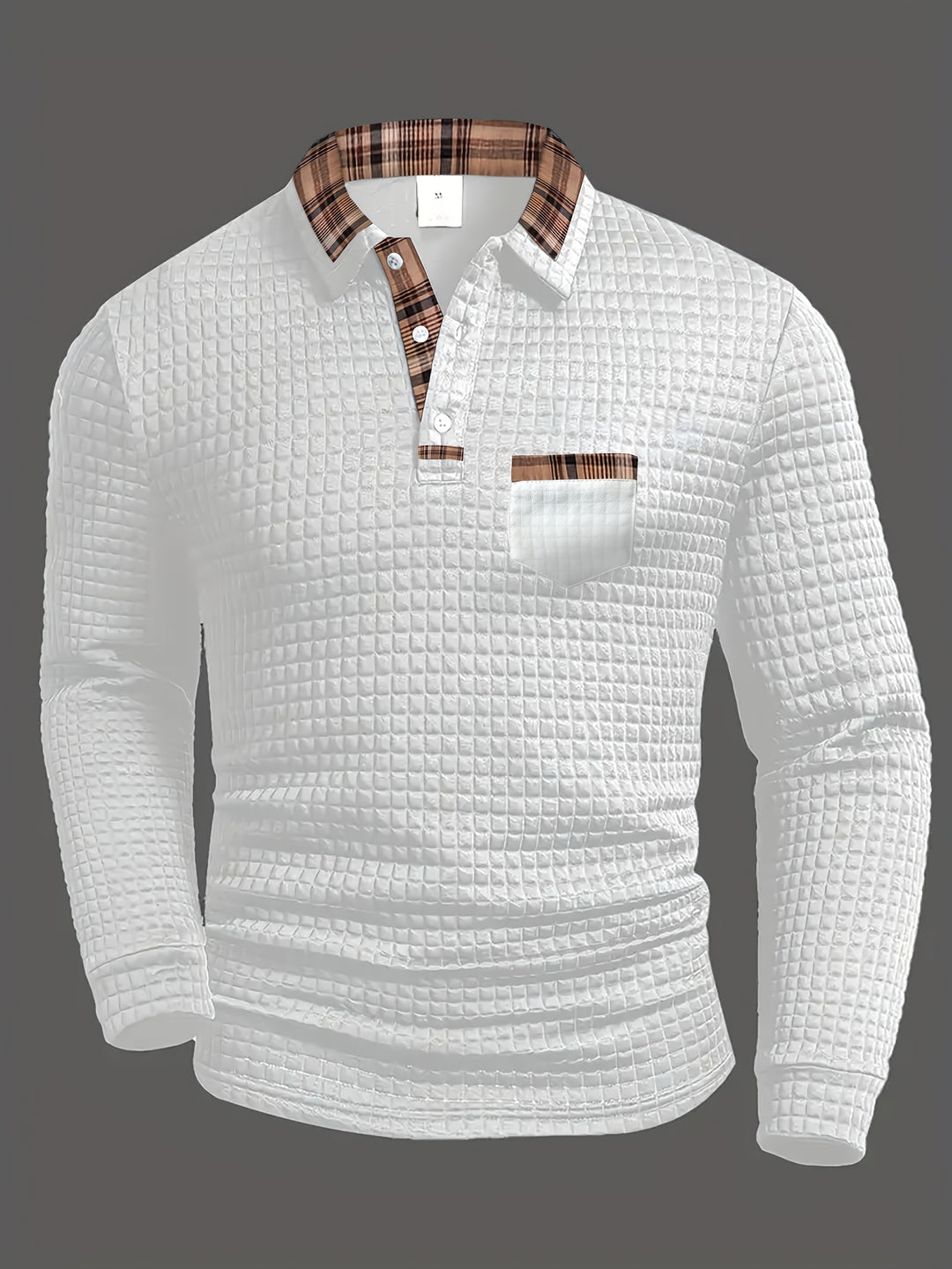 Perry | Men's Waffle Knit Plaid Collar Polo