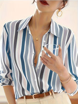 Celeste | Women's Multicolour Stripe Long Sleeve Button Shirt