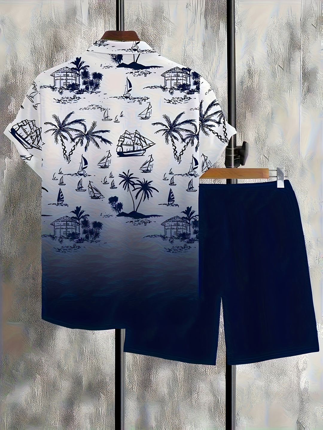 Whitaker | Men's Palm Print Shirt & Shorts Set
