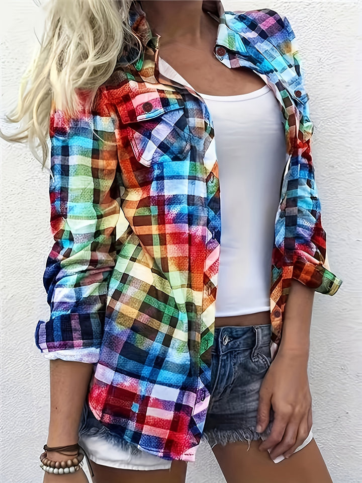 Fiona | Vibrant Plaid Button-Front Shirt