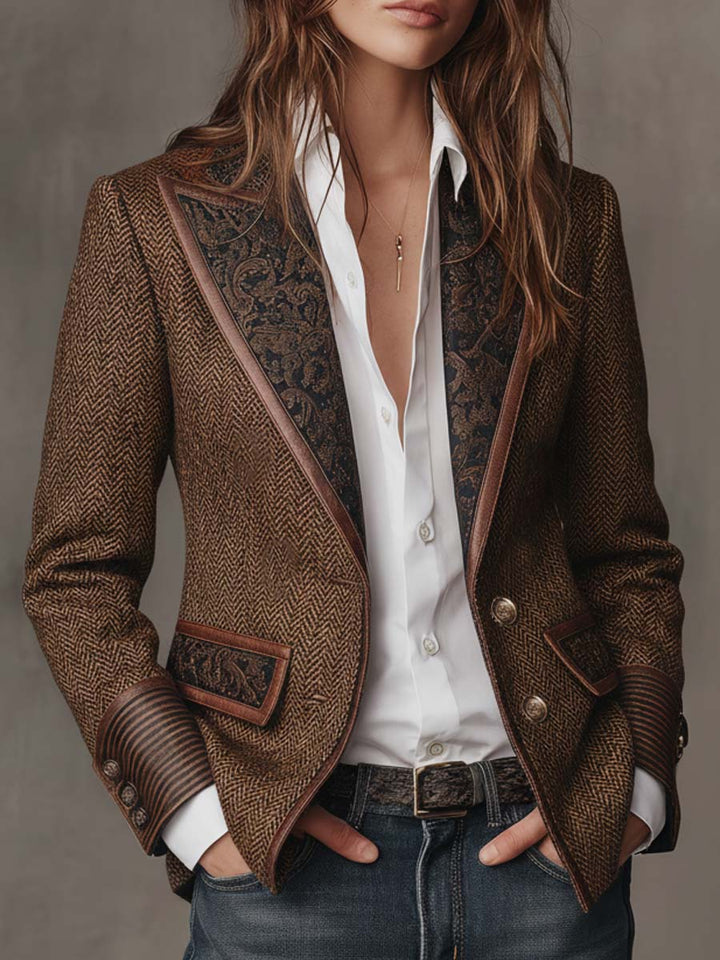 Rosaline | Herringbone Panel Blazer