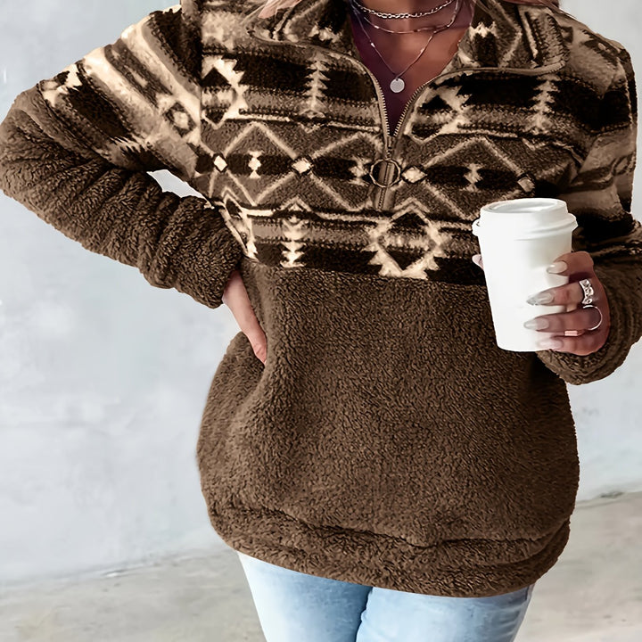 Sienna | Patterned Half-Zip Teddy Pullover
