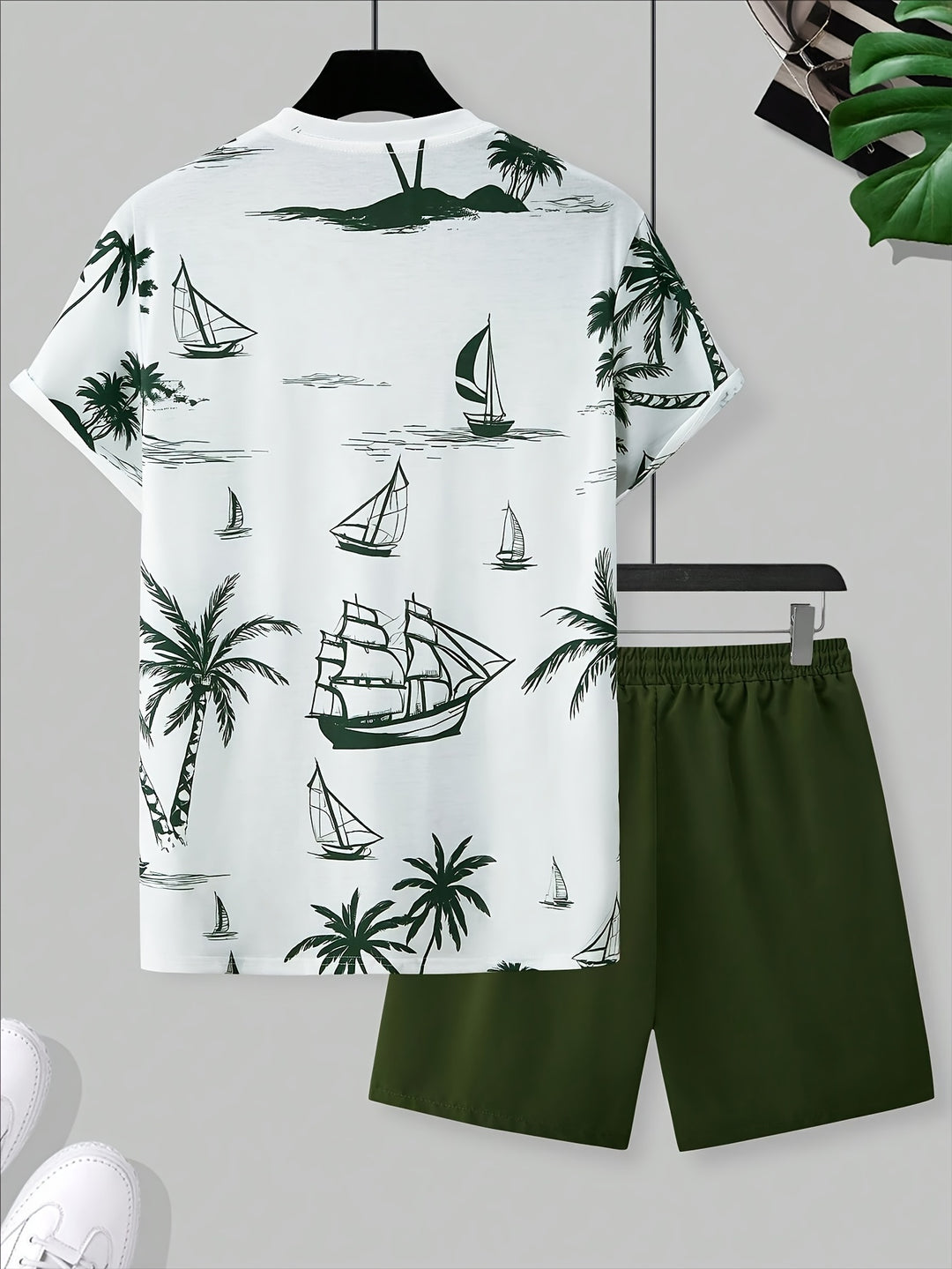 Miller | Men's Palm Print Shirt & Shorts Set