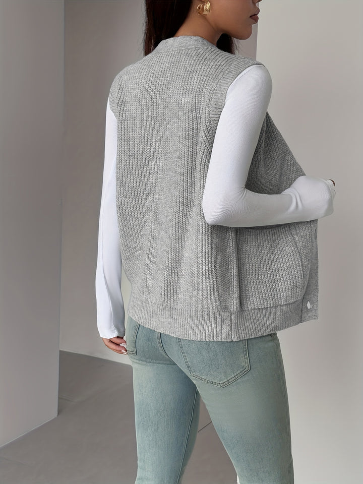 Fern | Buttoned V-Neck Knit Vest