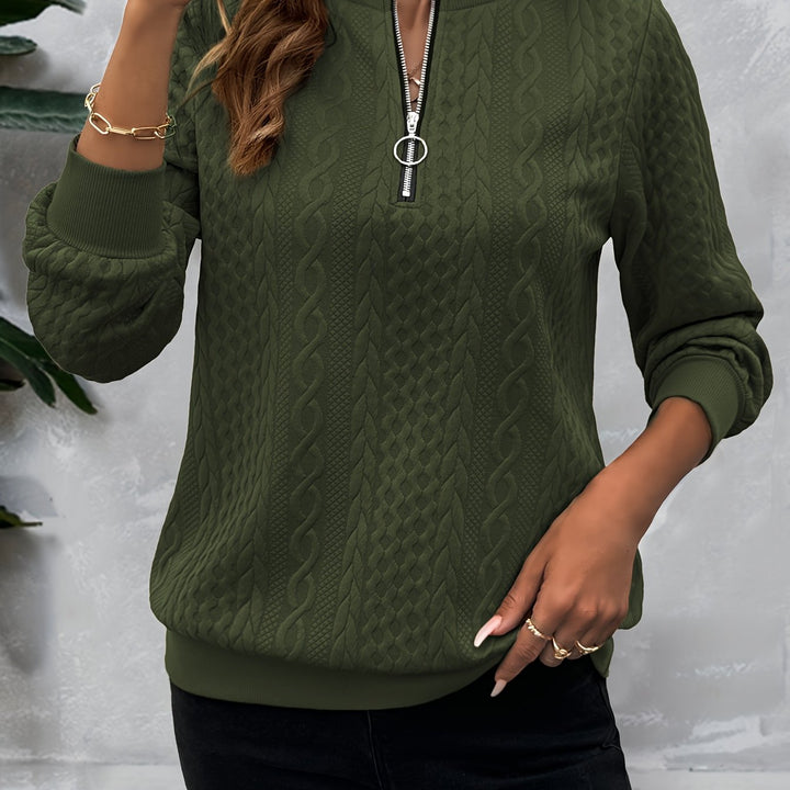 Corinne | Textured Half-Zip Sweatshirt