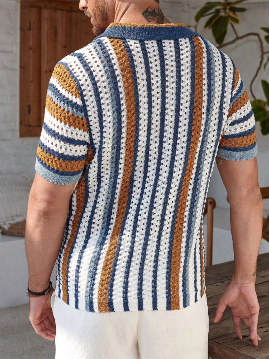 Lido | Men's Striped Knit Short Sleeve Polo