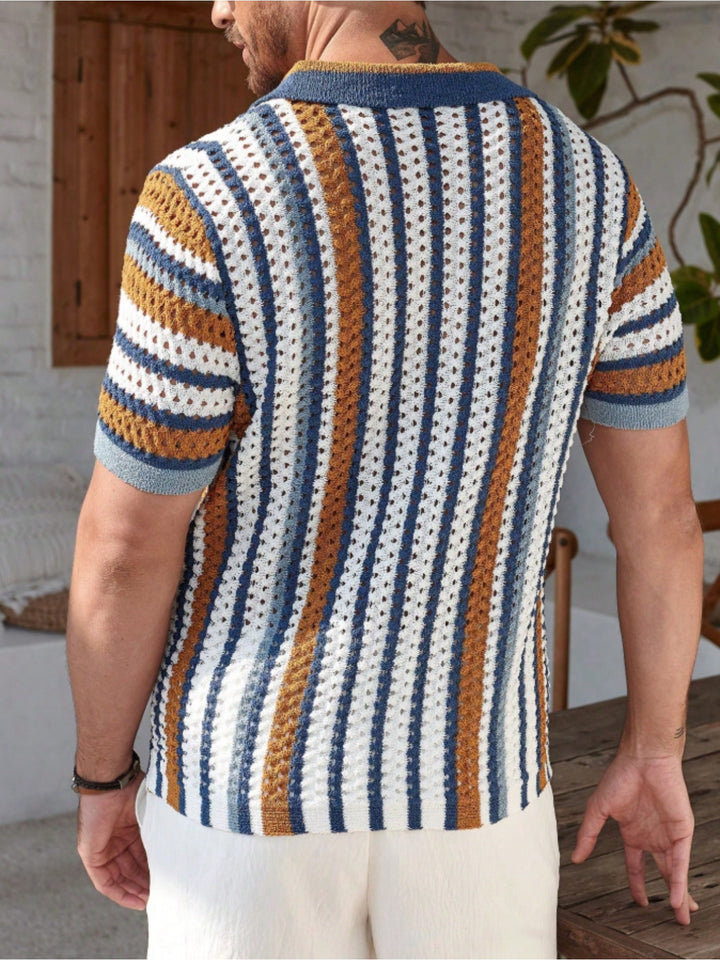 Lido | Men's Striped Knit Short Sleeve Polo