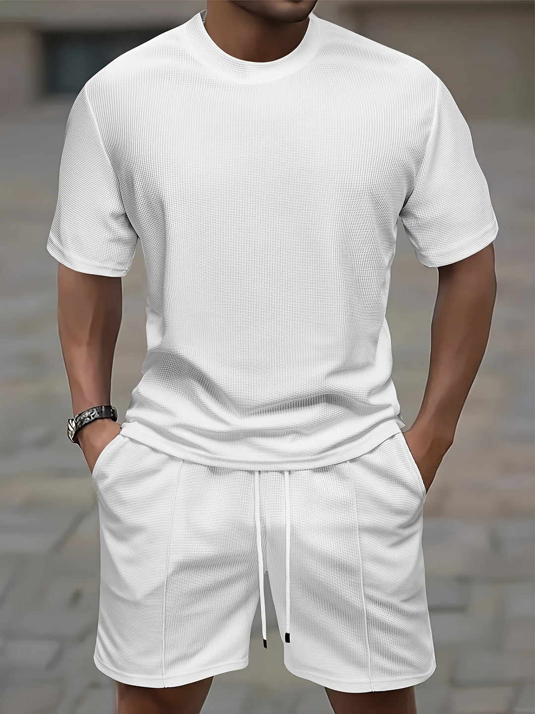 Hollis | Men's Waffle Knit Tee & Shorts Set