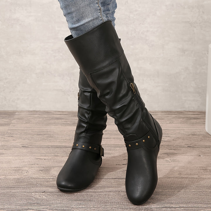 Katrina | Slouchy Buckle Knee-High Boots