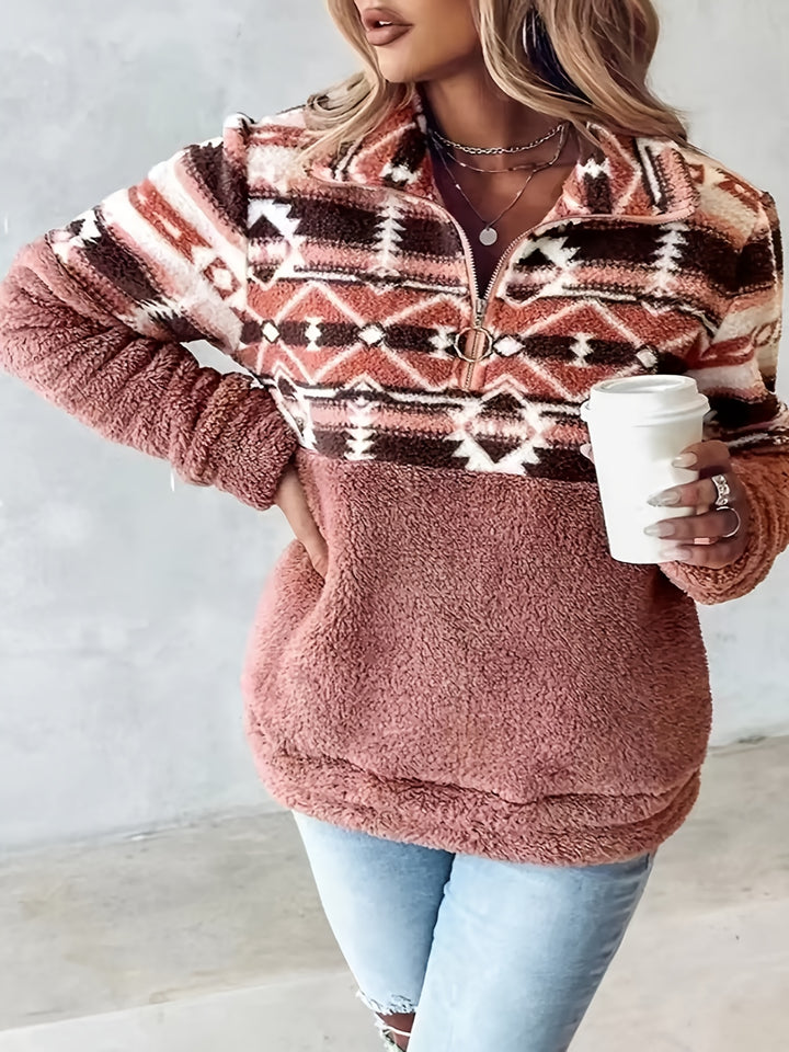 Sienna | Patterned Half-Zip Teddy Pullover
