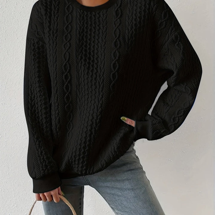 Lila | Cable-Textured Crewneck Sweatshirt
