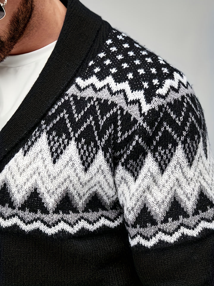Silas | Nordic-Pattern Shawl Cardigan