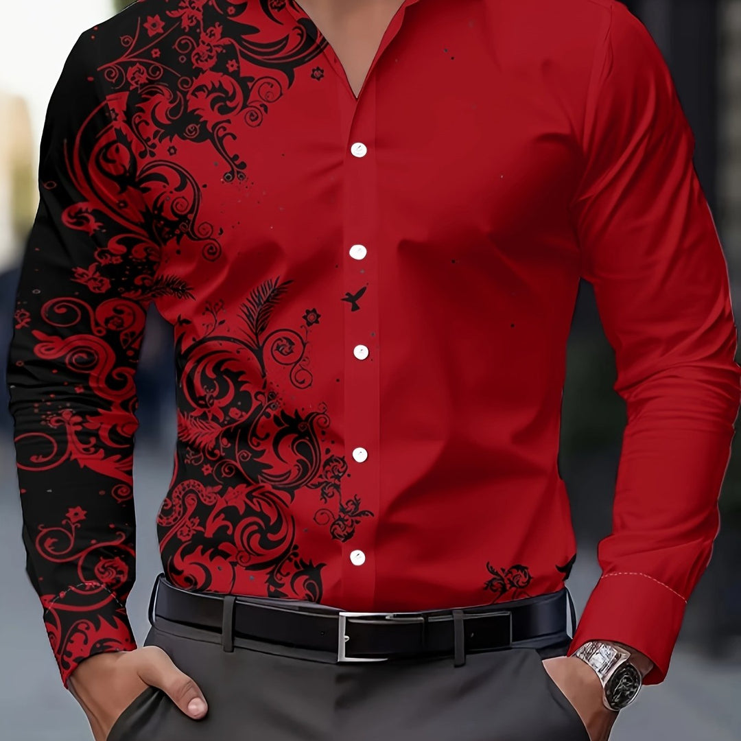 Walter | Men's Baroque Print Long Sleeve Shirt