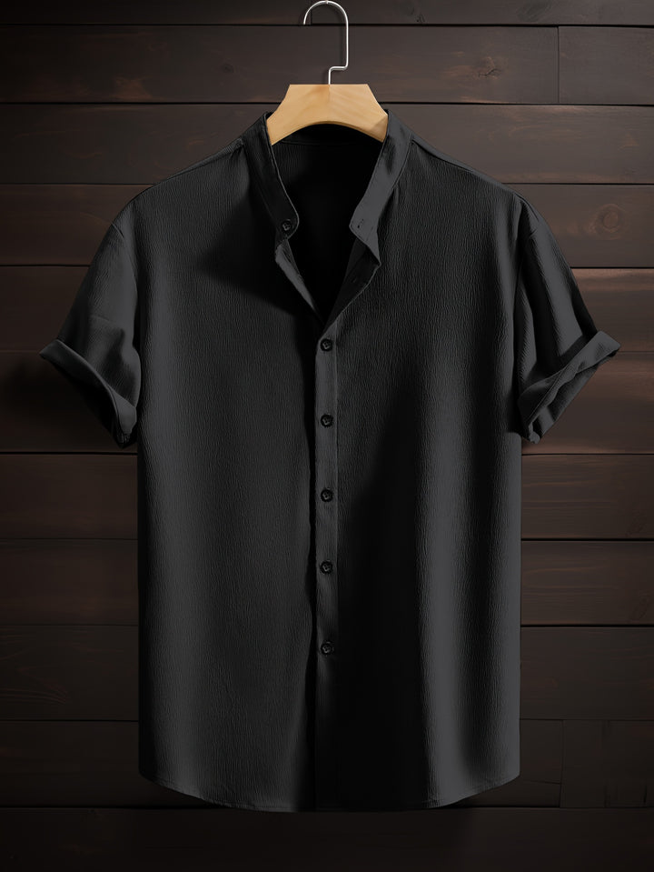 Harlan | Men's Textured Stand Collar Short Sleeve Shirt